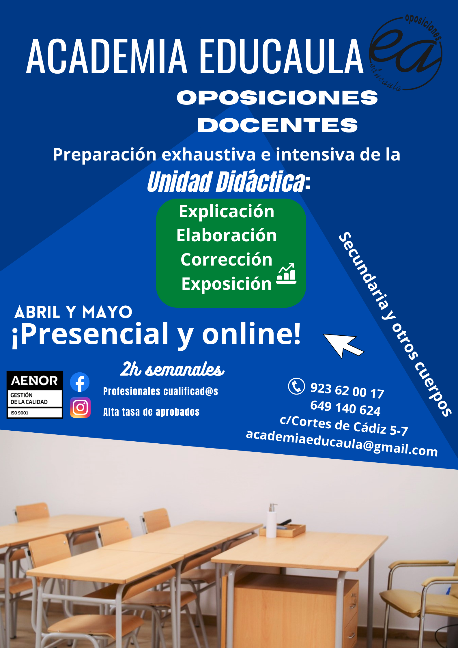 EDUCAULA: CURSO INTENSIVO DE PREPARACIÓN DE LA UNIDAD DIDACTICA ABRIL Y MAYO 2023. (PRESENCIAL Y ONLINE)