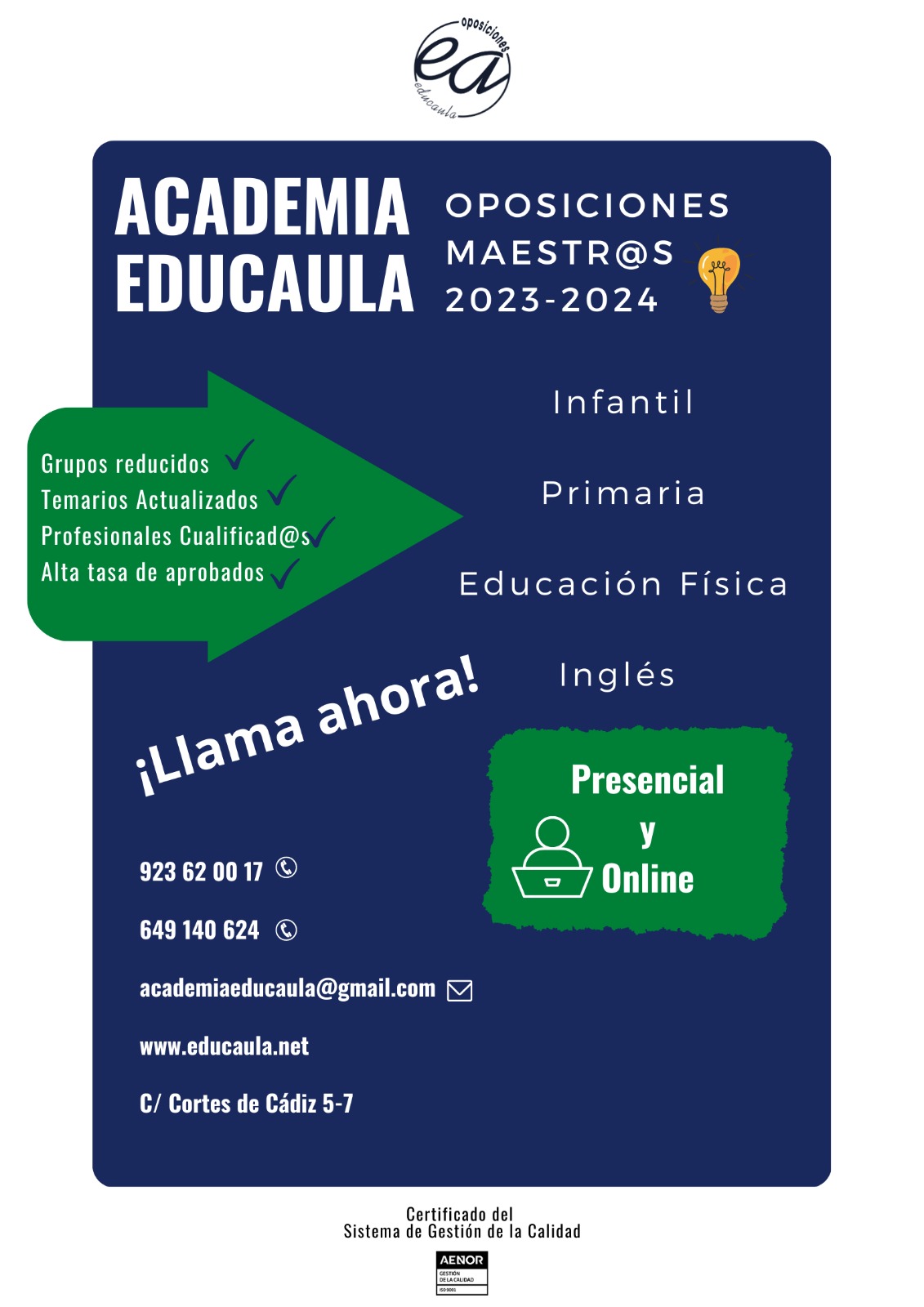 EDUCAULA prepara oposiciones de maestros: infantil, primaria, educación física e inglés.