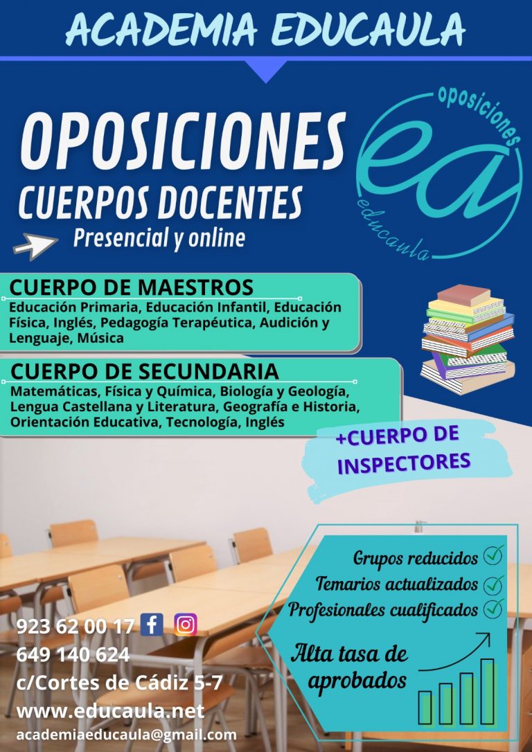 EDUCAULA PREPARA LAS OPOSICIONES DE EDUCACIÓN FÍSICA DEL CUERPO DE MAESTROS 2021-22.