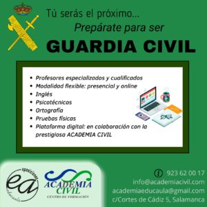 EDUCAULA Salamanca comienza la preparación del cuerpo de la Guardia Civi. (Presencial y online)