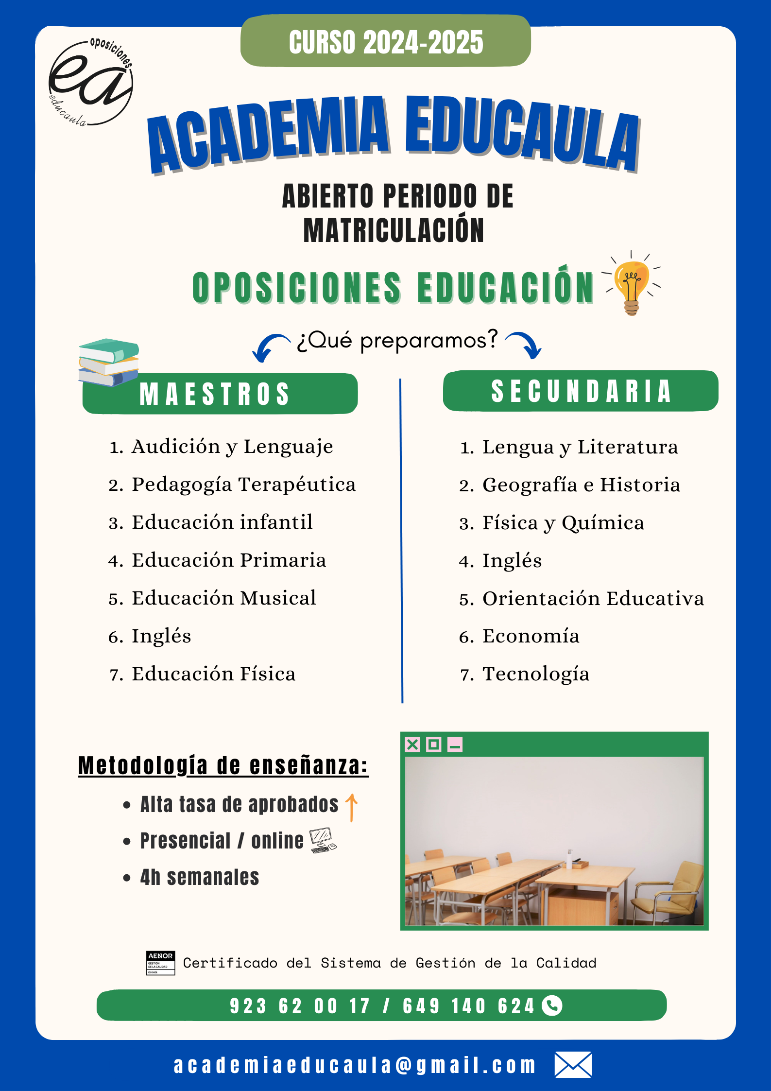 ACADEMIA EDUCAULA: PREPARACIÓN DE OPOSICIONES CUERPOS DOCENTES 2024-25