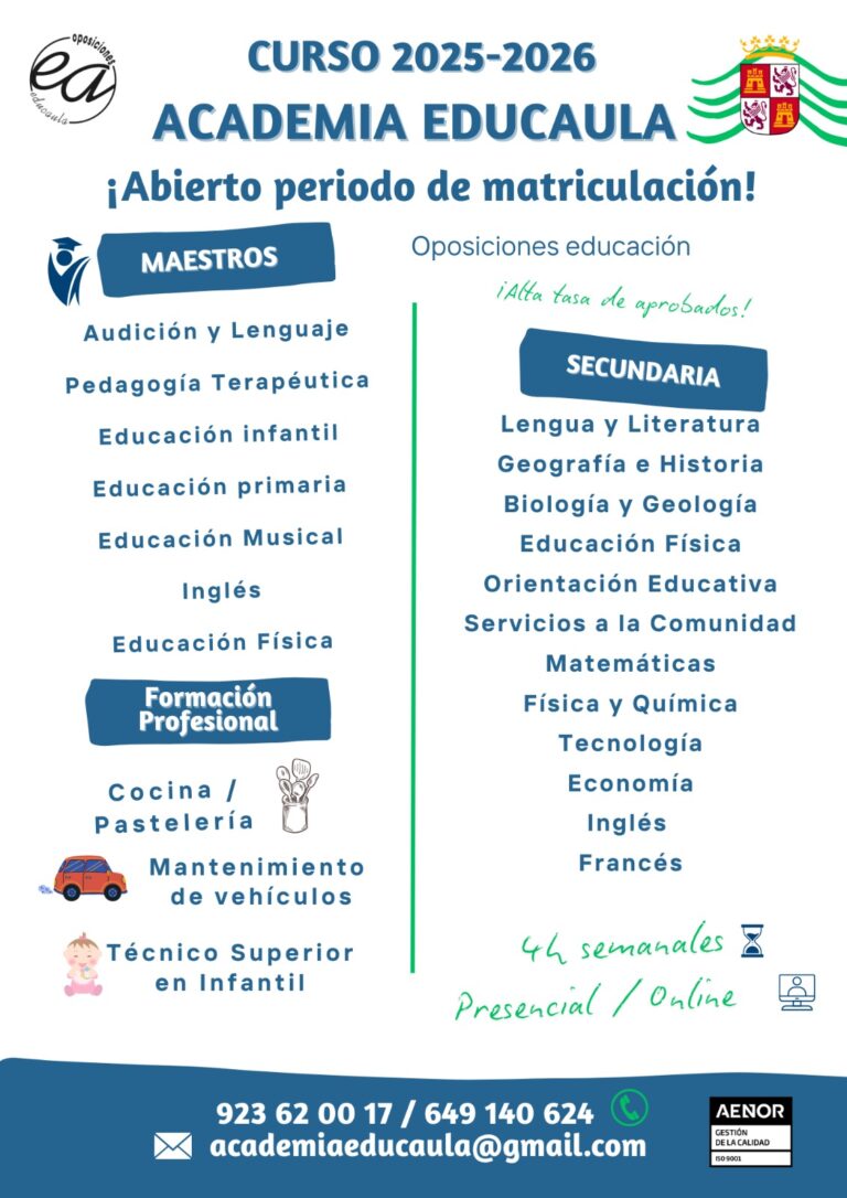 ACADEMIA DE OPOSICIONES DOCENTES EDUCAULA CURSO 2025-26