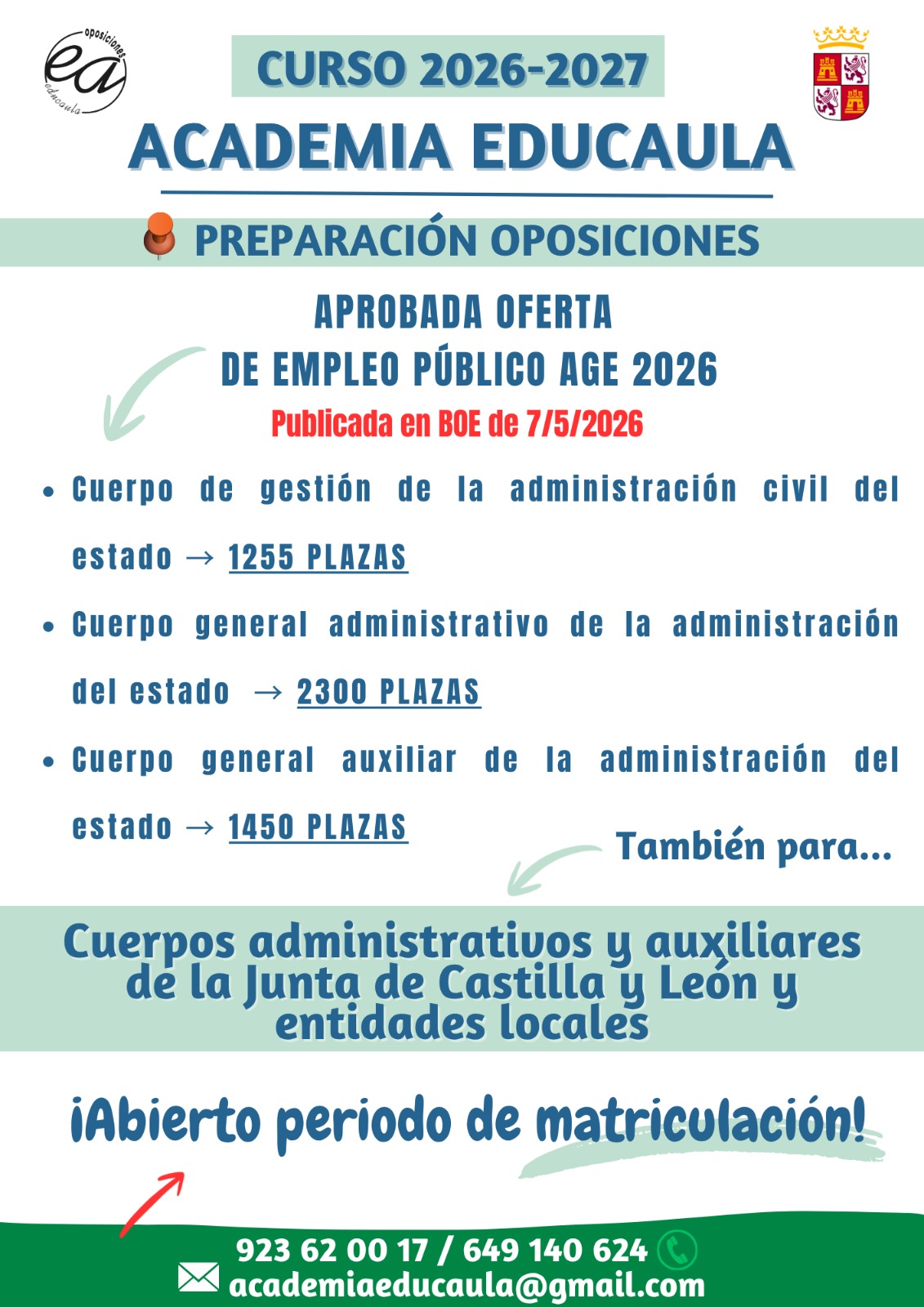 EDUCAULA TE INFORMA: APROBADA LA OFERTA DE EMPLEO PÚBLICO AGE 2026